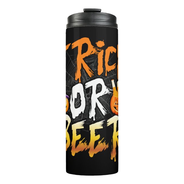 Trick oder Bier T Shirt Thermosbecher (Vorderseite)