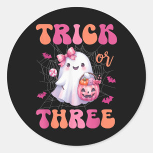 Trick oder drei Halloween 3 Jahre alt Geist Birthd Runder Aufkleber