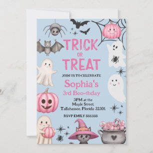 Trick oder drei Halloween Ghost 3. Geburtstags-Par Einladung