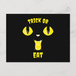 Trick oder essen Funny Halloween Hungerkatze Postkarte