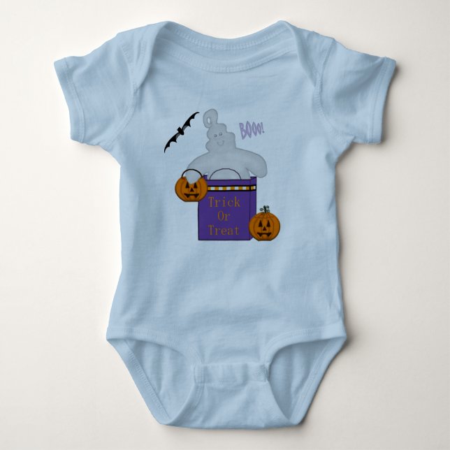 Trick oder Ghost in Bag Baby Bodysuit Strampler (Vorderseite)
