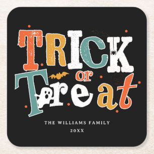 Trick oder Halloween-Party behandeln Rechteckiger Pappuntersetzer