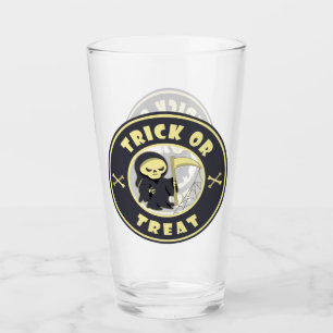 Trick oder Leckerbissen Halloween grimmigem Sensen Glas