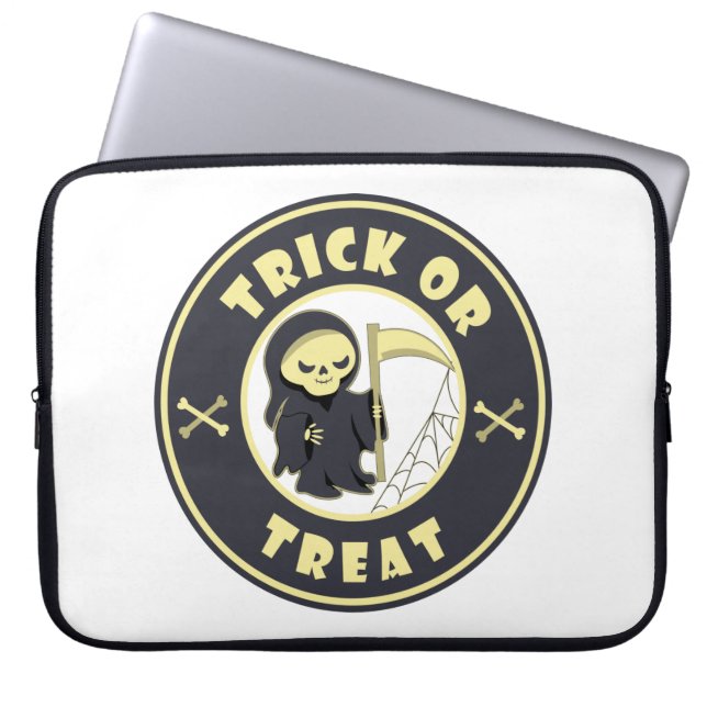 Trick oder Leckerbissen Halloween grimmigem Sensen Laptopschutzhülle (Vorderseite)