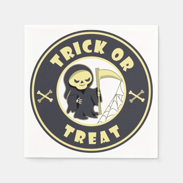Trick oder Leckerbissen Halloween grimmigem Sensen Serviette (Vorderseite)