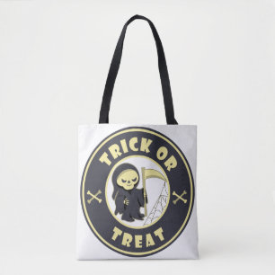 Trick oder Leckerbissen Halloween grimmigem Sensen Tasche