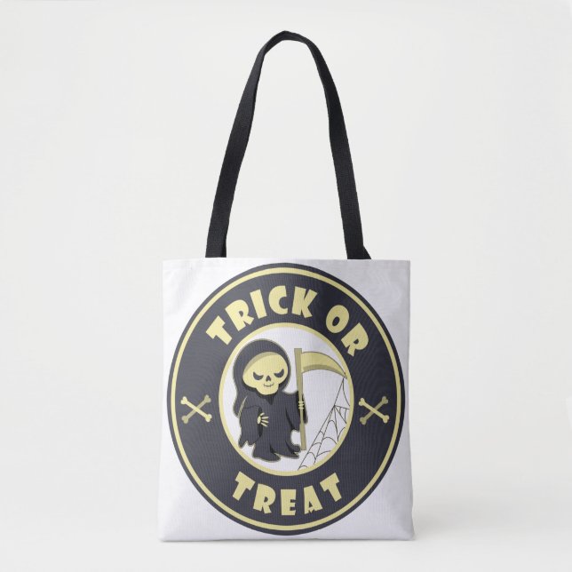 Trick oder Leckerbissen Halloween grimmigem Sensen Tasche (Vorderseite)