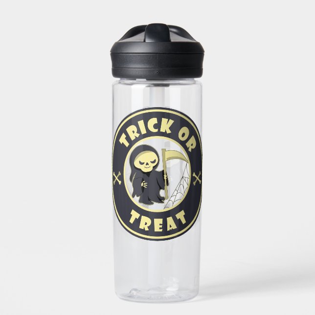 Trick oder Leckerbissen Halloween grimmigem Sensen Trinkflasche (Vorderseite)