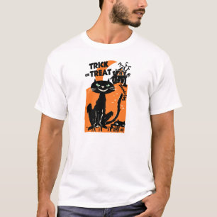 Trick-oder Leckerei-Halloween-Katzen-Vintages T-Shirt