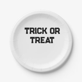 Trick oder. Leckerei Halloween schwarz schlicht Mi Pappteller