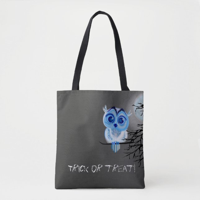 "Trick oder Leckerei" mit Eule des blauen Babys Tasche (Vorderseite)