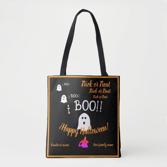 Trick oder Leckerei, Name, halloween personalisier Tasche (Vorderseite)