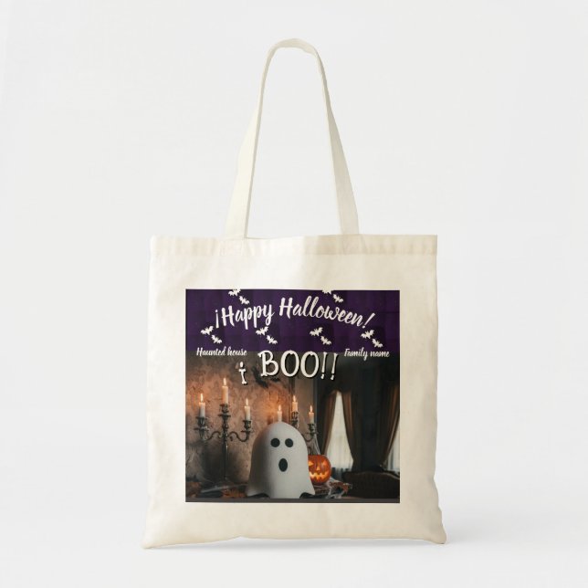 Trick oder Leckerei, Name, halloween personalisier Tragetasche (Vorne)
