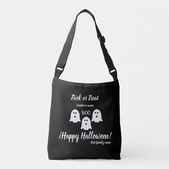 Trick oder Leckerei, Name, halloween personalisier Tragetaschen Mit Langen Trägern (Vorderseite)