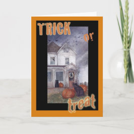 TRICK-ODER LECKEREI-SPUK HAUS-HALLOWEEN-GRUSS KARTE