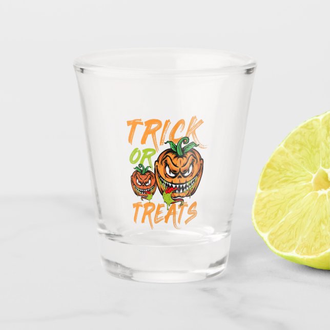 Trick oder Leckereien Schnapsglas (Vorderseite)