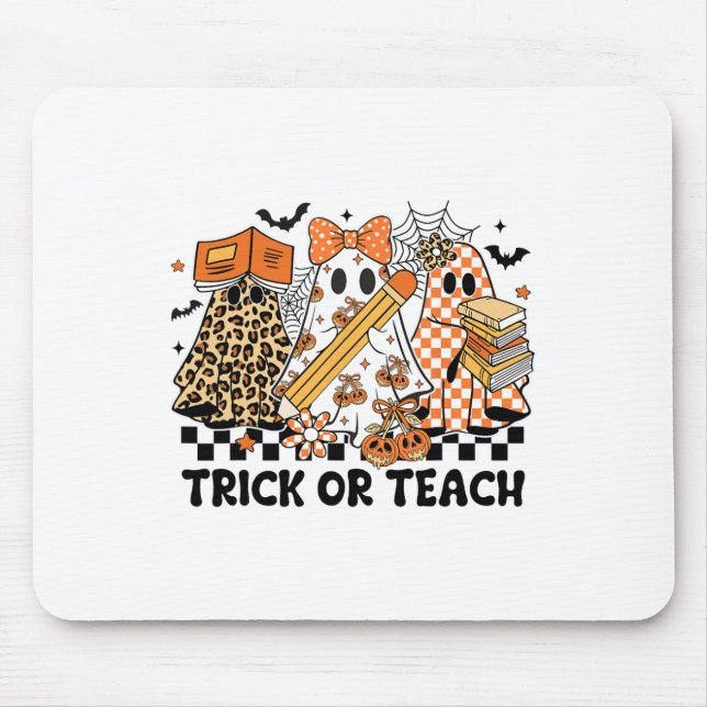 Trick oder lehren Ghost Lehrer Halloween Retro Che Mousepad (Vorne)