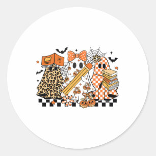 Trick oder lehren Ghost Lehrer Halloween Retro Che Runder Aufkleber