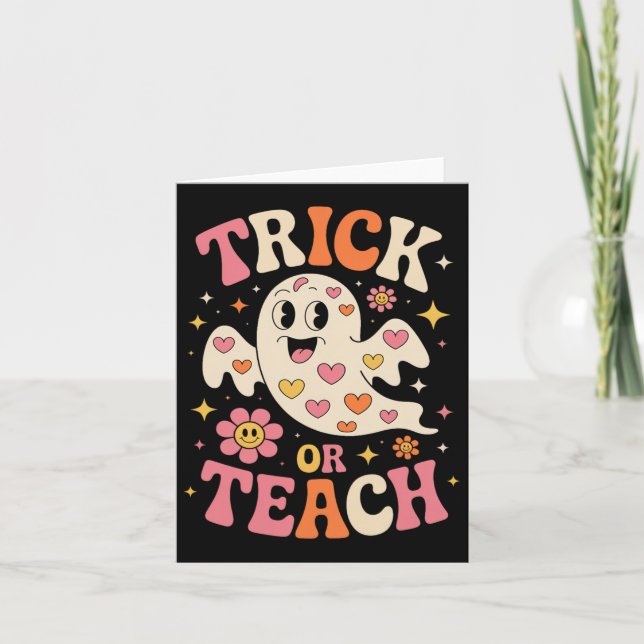 Trick oder lehren Niedlich Ghost Lehrer Halloween  Karte (Vorderseite)