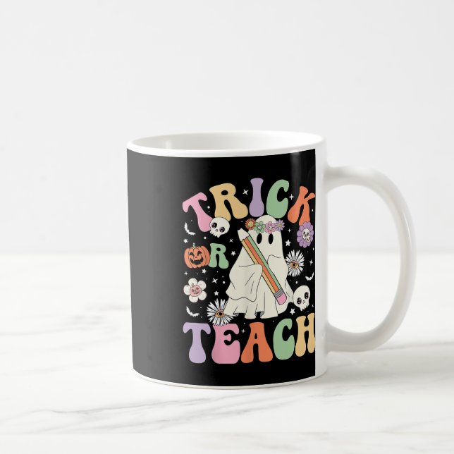 Trick oder lehren Niedlich Teacher Halloween Retro Kaffeetasse (Rechts)