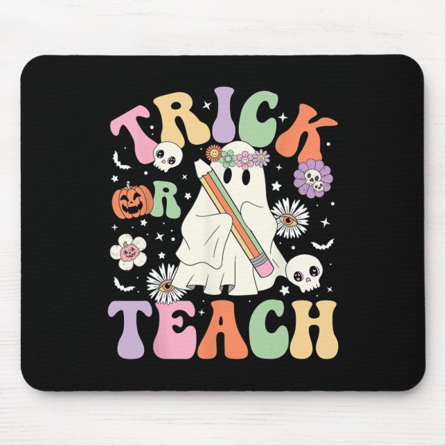 Trick oder lehren Niedlich Teacher Halloween Retro Mousepad (Vorne)
