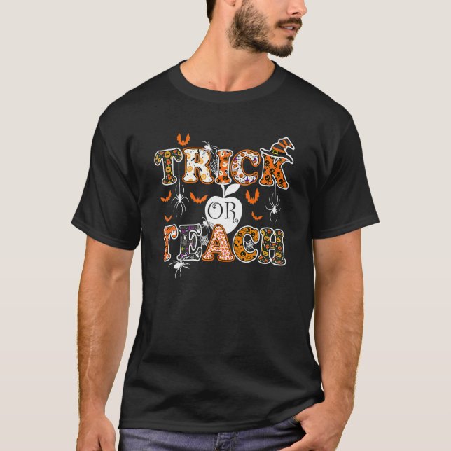 Trick oder lehren Niedlichen Halloween-Lehrer Männ T-Shirt (Vorderseite)