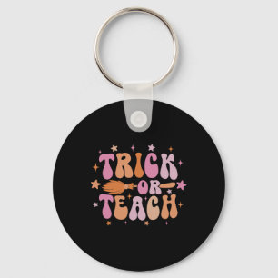 Trick oder lehren Retro Groovy Halloween Shirt für Schlüsselanhänger