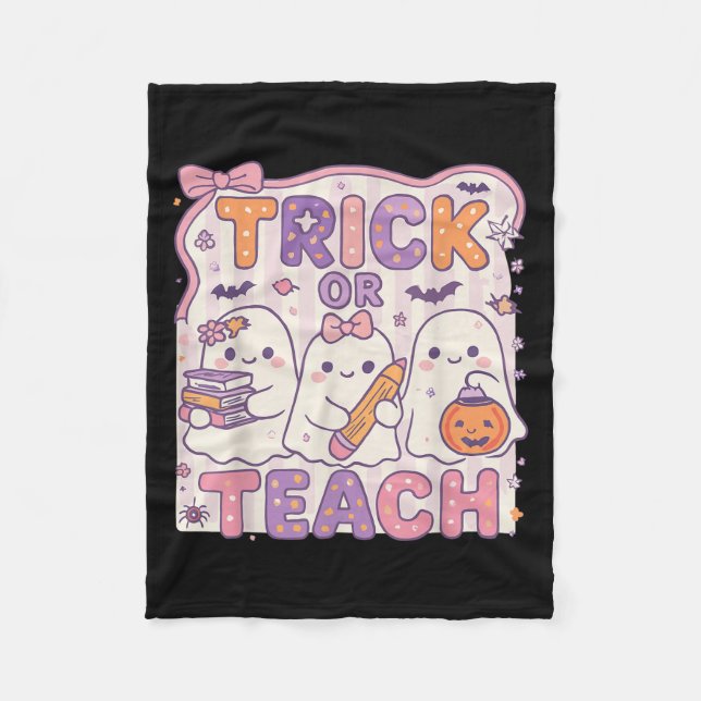 Trick oder lehren Retro Halloween Lehrer Look Fleecedecke (Vorderseite)