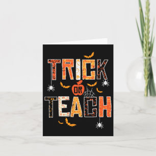 Trick oder lehren Retro Halloween Lehrerin Frauen  Karte