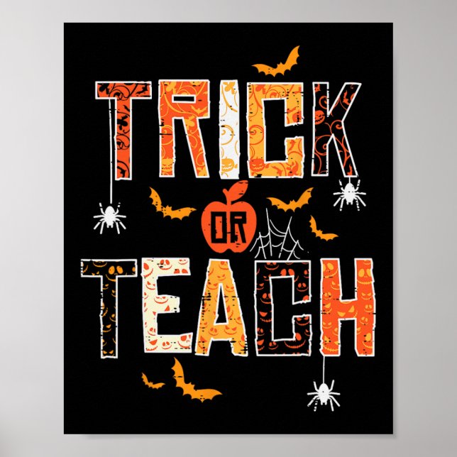 Trick oder lehren Retro Halloween Lehrerin Frauen  Poster (Vorne)
