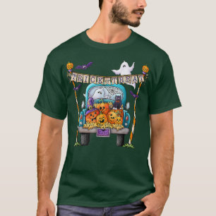 Trick oder Lust auf lustige Kürbiswagen glücklich T-Shirt