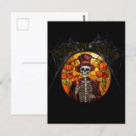 Trick oder Lust? Halloween, Buntglas Postkarte