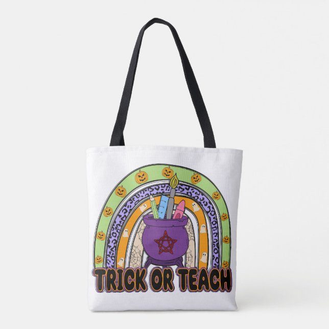 Trick oder Teach Halloween Tote Bag Tasche (Rückseite)