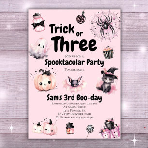 Trick oder Three Girl Niedlich Halloween 3. Geburt Einladung