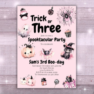 Trick oder Three Girl Niedlich Halloween 3. Geburt Einladung