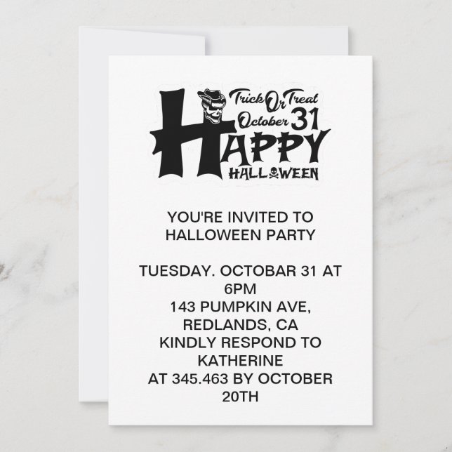 Trick oder Treat! 31. Oktober - Happy Halloween Einladung (Vorderseite)