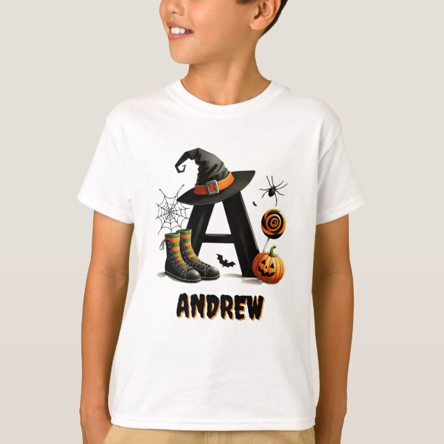 Trick oder Treat a Initial Halloween T-Shirt (Vorderseite)