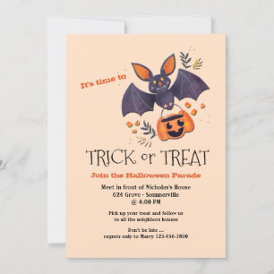 Trick oder Treat Bat Halloween Parade Einladung