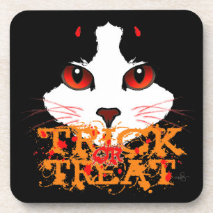 Trick oder Treat Black Cat Getränkeuntersetzer