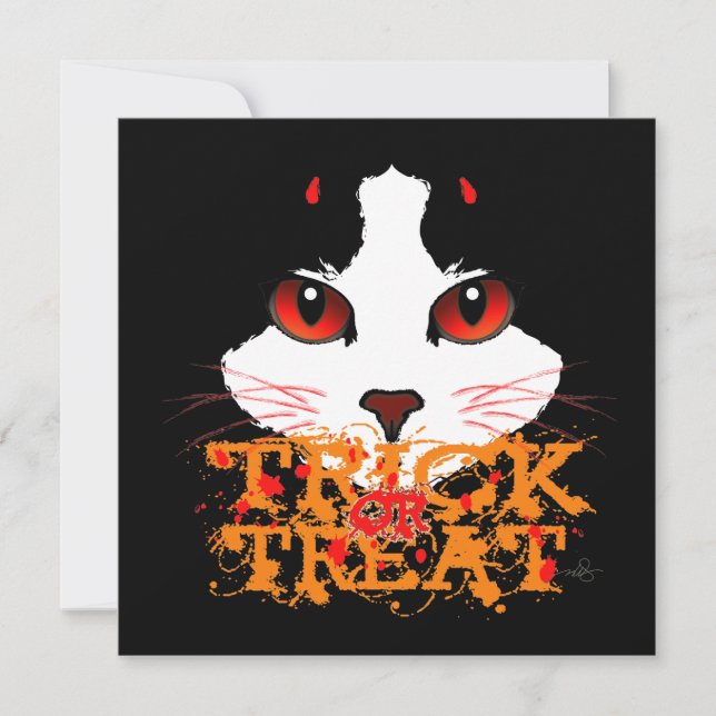 Trick oder Treat Black Cat Karte (Vorderseite)