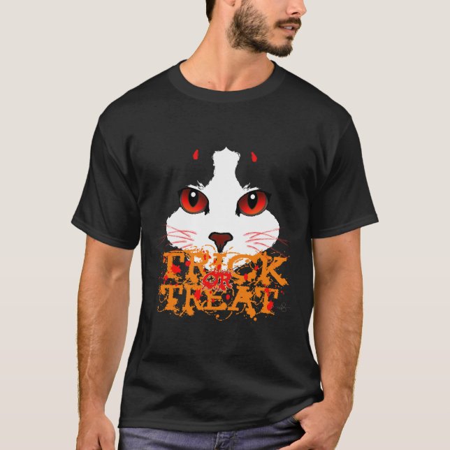 Trick oder Treat Black Cat T-Shirt (Vorderseite)