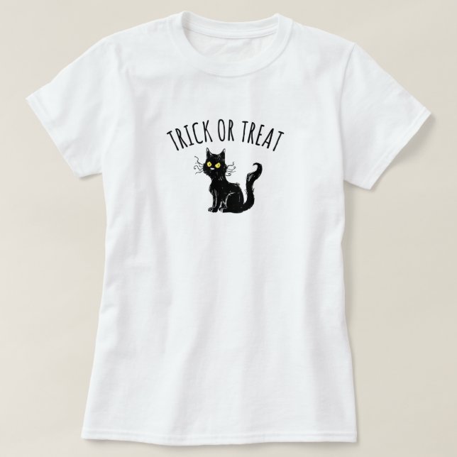 Trick oder Treat Black Cat T - Shirt (Design vorne)