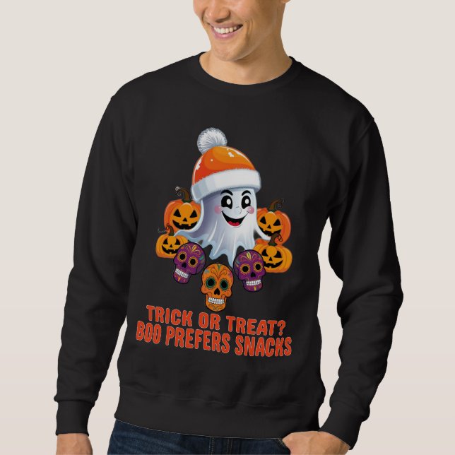 Trick oder Treat Boo Funny Quote Halloween-Party Sweatshirt (Vorderseite)