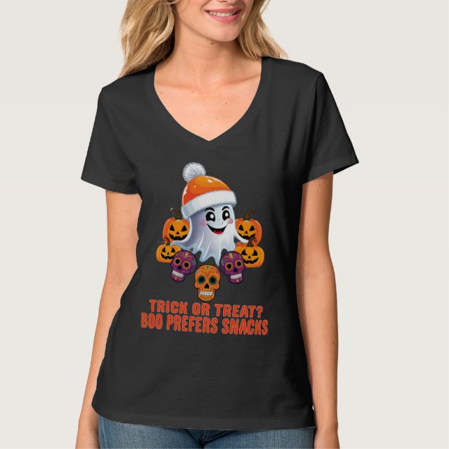 Trick oder Treat Boo Funny Quote Halloween-Party T-Shirt (Vorderseite)