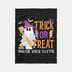 Trick oder Treat Brush Ihre Zähne Niedlich Ghost H Fleecedecke