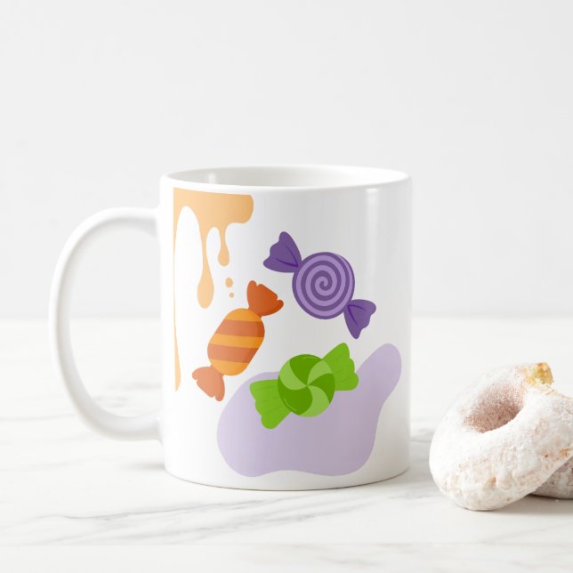 Trick oder Treat Candies Spooky Halloween Geschenk Kaffeetasse (Mit Donut)
