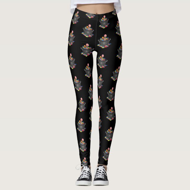 Trick oder Treat Candy Cauldron Leggings (Vorderseite)