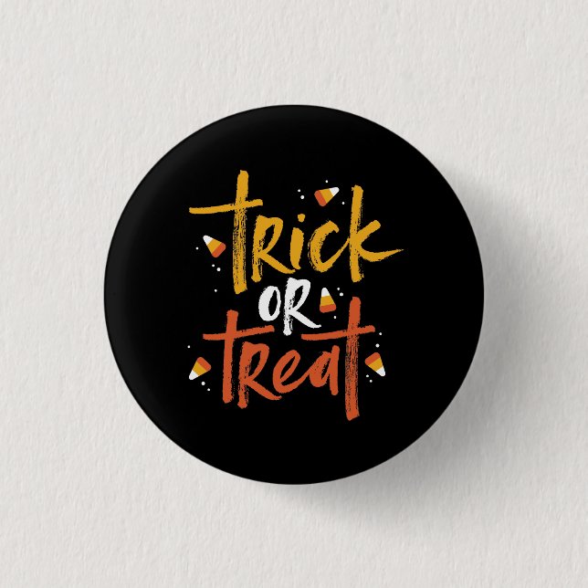 Trick oder Treat Candy Mais Halloween Button (Vorderseite)