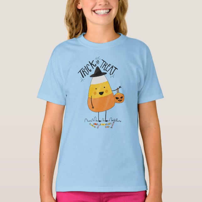 Trick oder Treat Candy Mais Halloween Sleeve Shirt (Vorderseite)