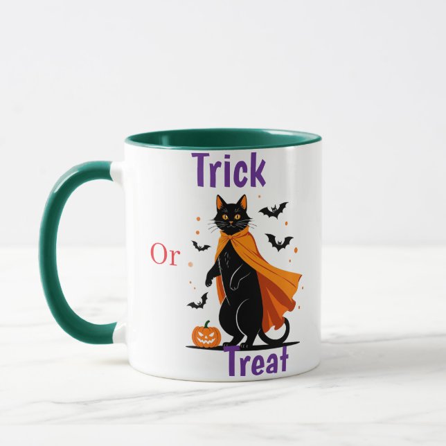 Trick oder Treat Cat Halloween Design-Tasse Tasse (Links)